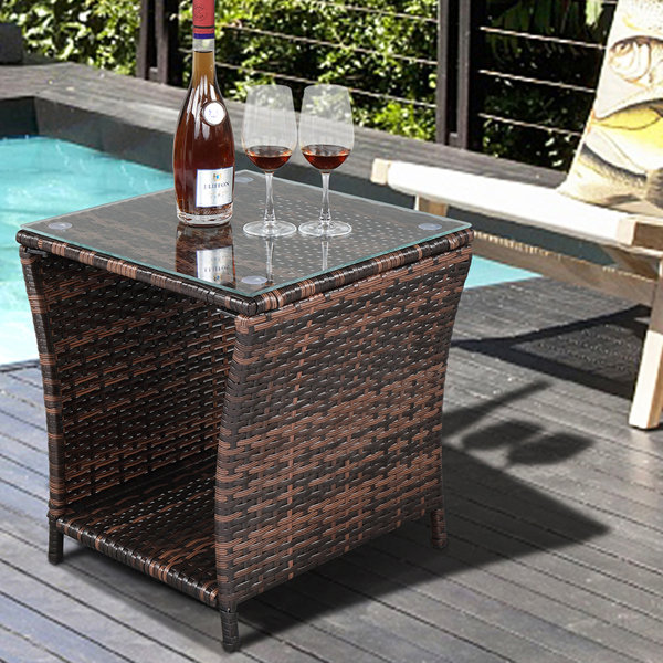 Wildon Home® Cadwell Glass Outdoor Side Table Wayfair